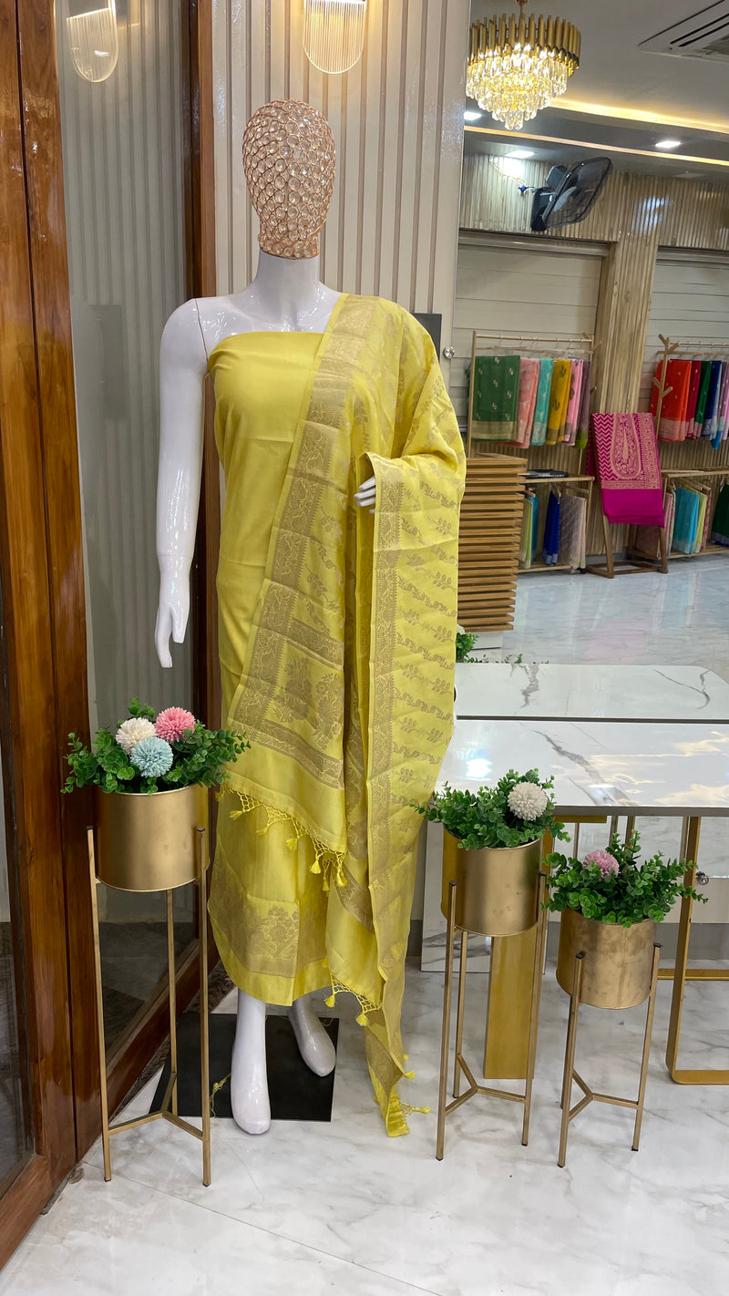Pure Chiniya Silk Handlooms Banarasi Dress material - The Handlooms