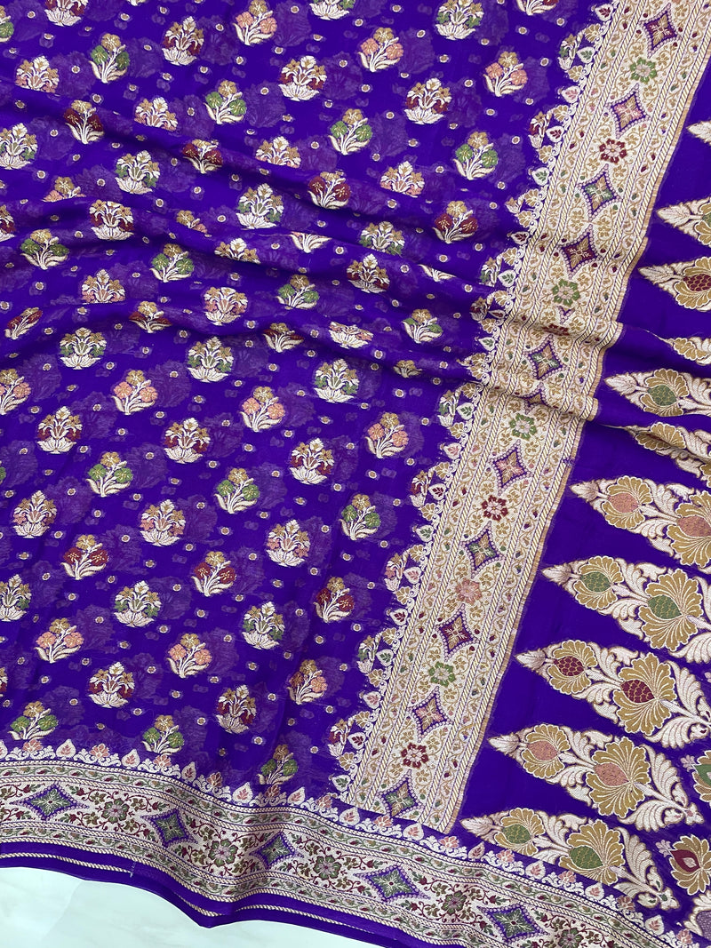 Pure Chiffon Khaddi Banarasi Saree - The Handlooms
