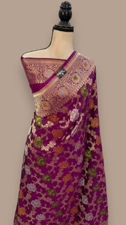 Pure Katan Silk Banarasi Handloom Saree - All over Sona Roopa Jaal work - The Handlooms