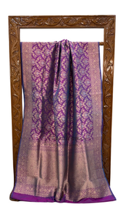 Pure Katan Silk Banarasi Handloom Saree - All over Sona Roopa Jaal work - The Handlooms