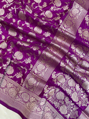 Pure Katan Silk Banarasi Handloom Saree - All Over Jaal Work - The Handlooms