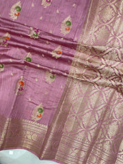 Pure Dupion Silk Banarasi Saree - Gold Zari - The Handlooms