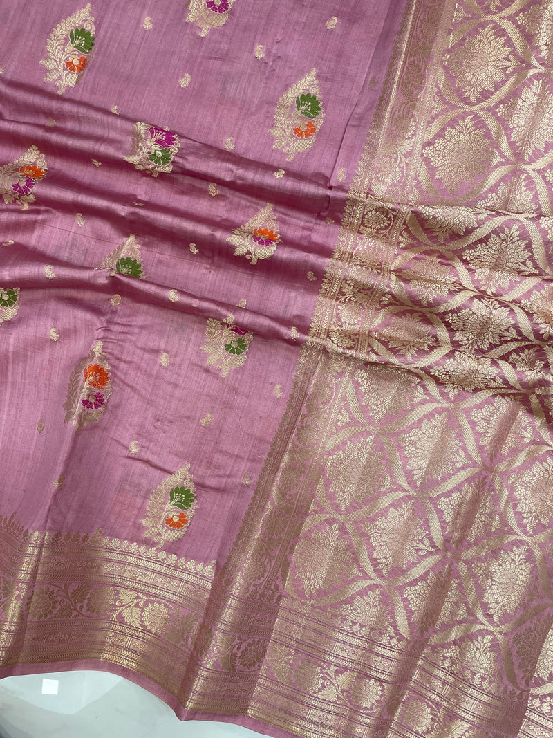 Pure Dupion Silk Banarasi Saree - Gold Zari - The Handlooms
