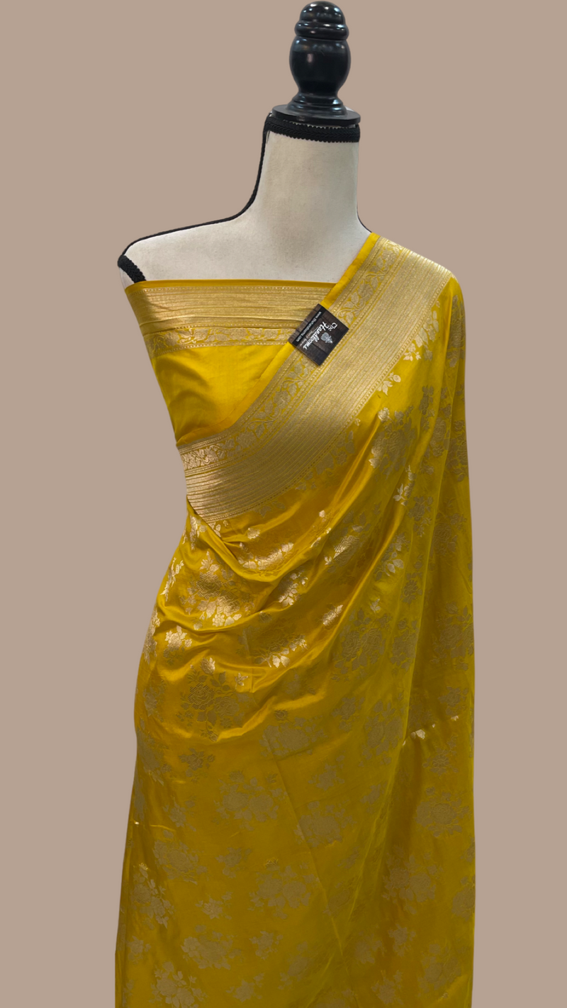 Pure Katan Silk Banarasi Handloom Saree - All over Jaal work - The Handlooms