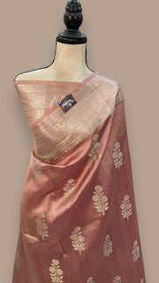 Onion Pink Pure Mango Silk Banarasi Handloom Saree - The Handlooms