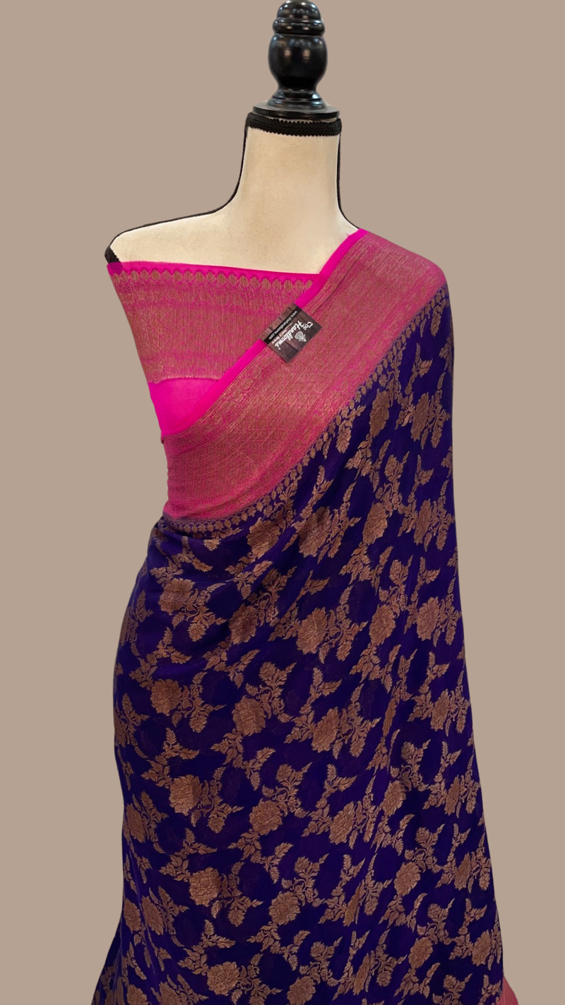 Pure Chiffon Khaddi Banarasi Saree - The Handlooms