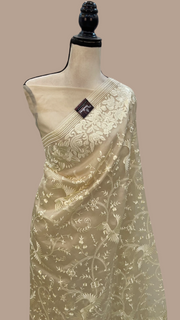 Pure Organza Chikankari Handloom Banarasi Saree - The Handlooms