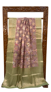 Pure Chiniya Silk Digital Print Handloom Banarasi Saree - The Handlooms