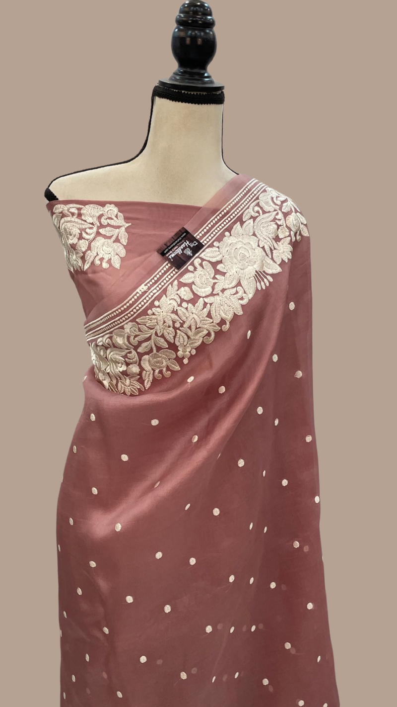 Pure Organza Chikankari Handloom Banarasi Saree - The Handlooms