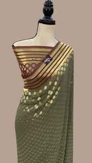 Khaddi Georgette Banarasi Saree - Gold zari - The Handlooms