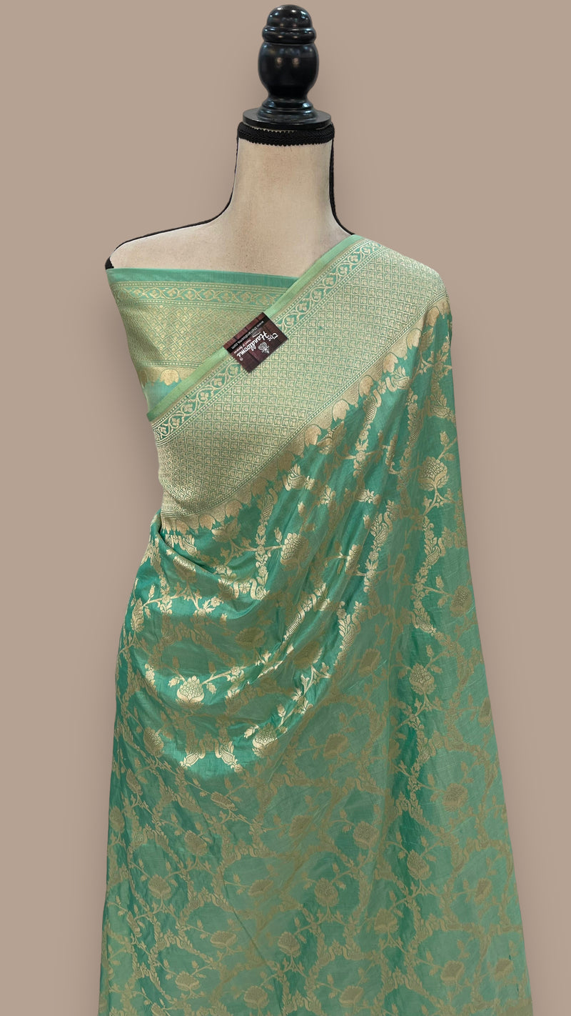 Pure Katan Silk Banarasi Handloom Saree - All Over Jaal Work - The Handlooms