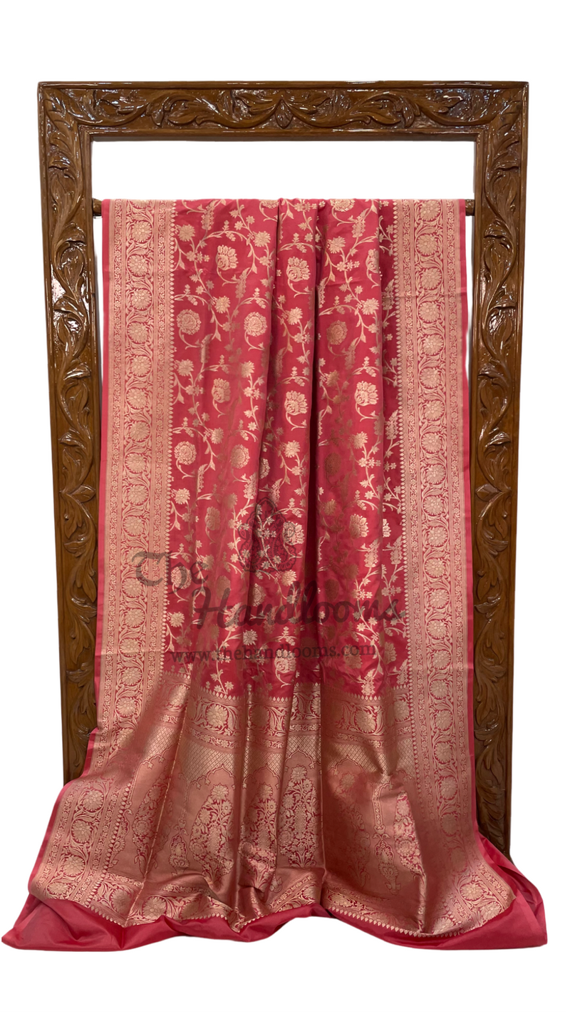 Pure Katan Silk Banarasi Handloom Saree - All Over Jaal Work - The Handlooms