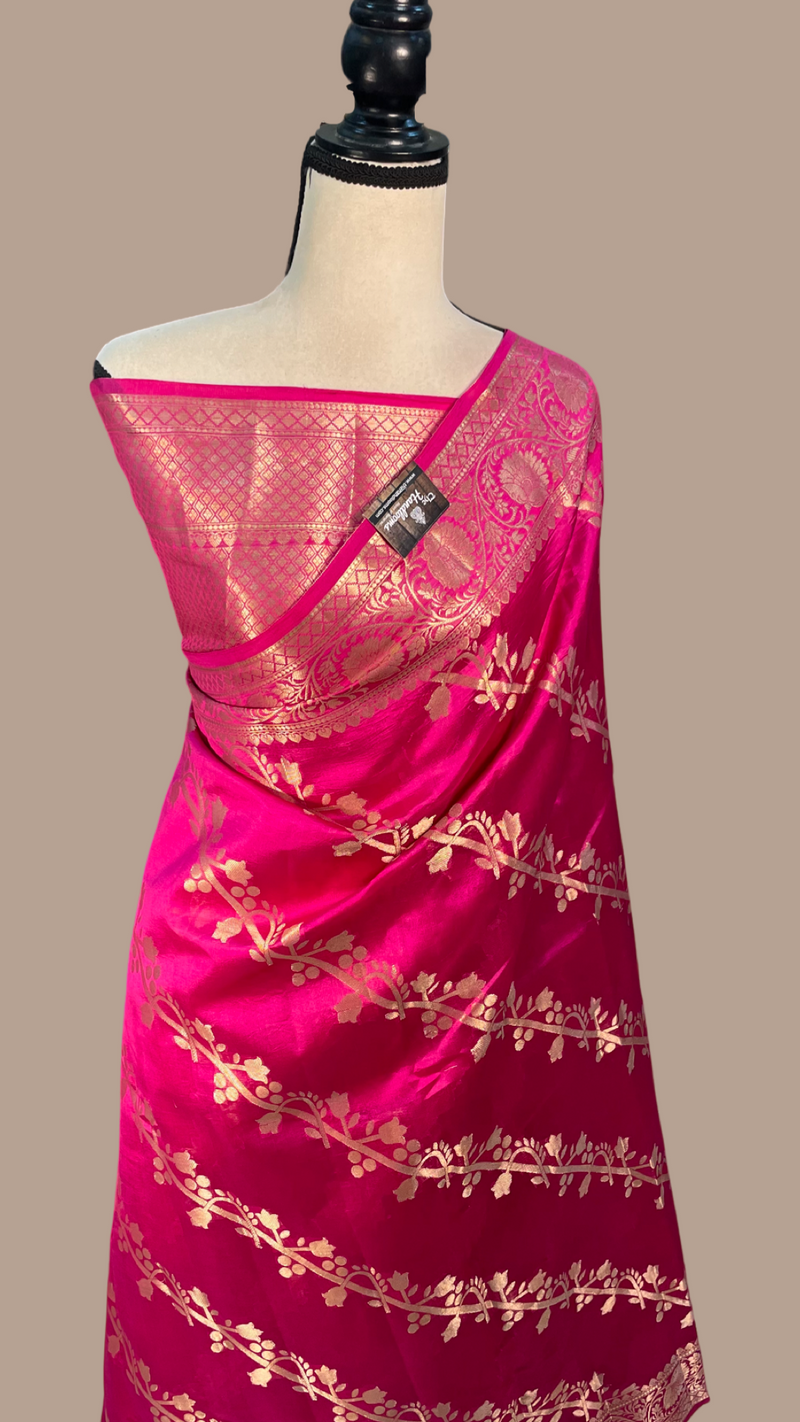 Pure Dupion Silk Banarasi Saree - Gold Zari - The Handlooms