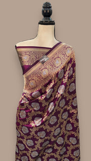 Pure Katan Silk Banarasi Handloom Saree - All over Sona Roopa Jaal work - The Handlooms