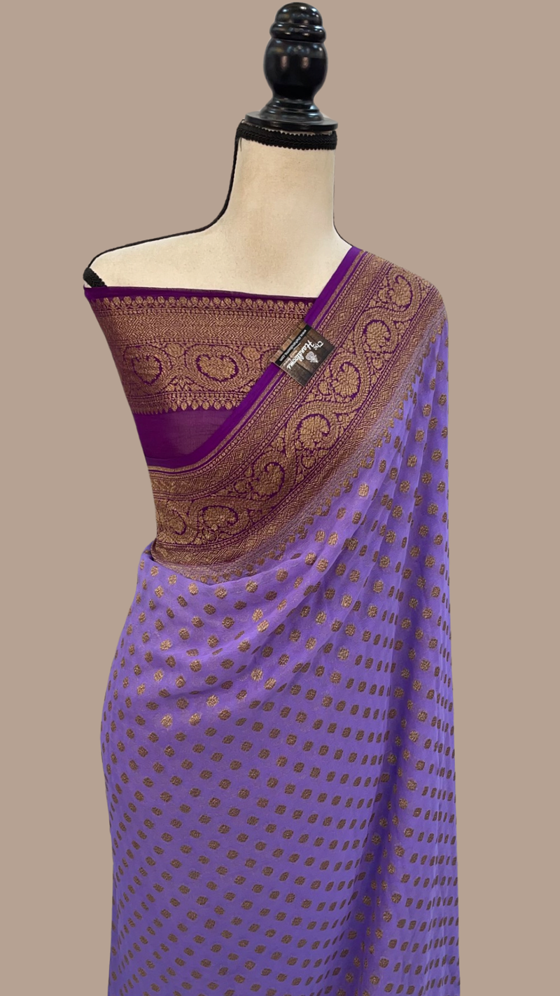 Khaddi Georgette Banarasi Saree -  Antique zari - The Handlooms