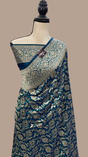 Pure Katan Silk Banarasi Handloom Saree - All Over Jaal Work - The Handlooms