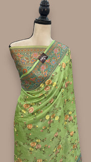 Tussar Silk Handloom Banarasi Saree With Chikankari - The Handlooms