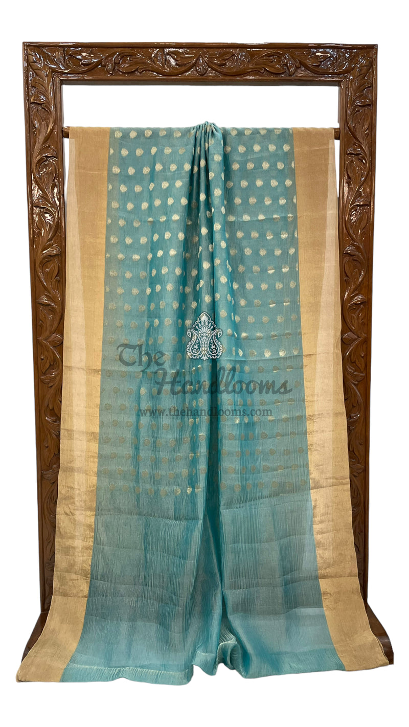 Pure Kora Tissue Crush Handloom Banarasi Saree - The Handlooms