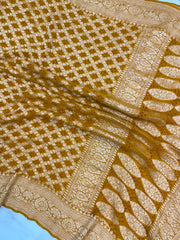 Pure Georgette Banarasi Bandhej Handloom Dupatta - The Handlooms