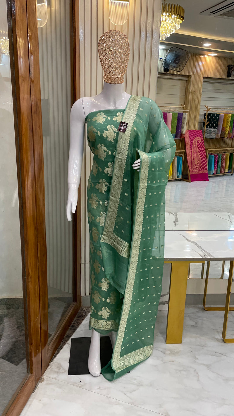 Khaddi Georgette Banarasi Dress material - The Handlooms