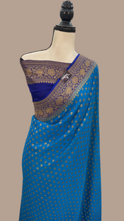 Khaddi Georgette Handloom Banarasi Saree -  Antique zari - The Handlooms