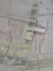Onion Pink Pure Chiniya Silk Handlooms Banarasi Dress material - The Handlooms
