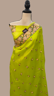 Pure Organza Chikankari Handloom Banarasi Saree - The Handlooms