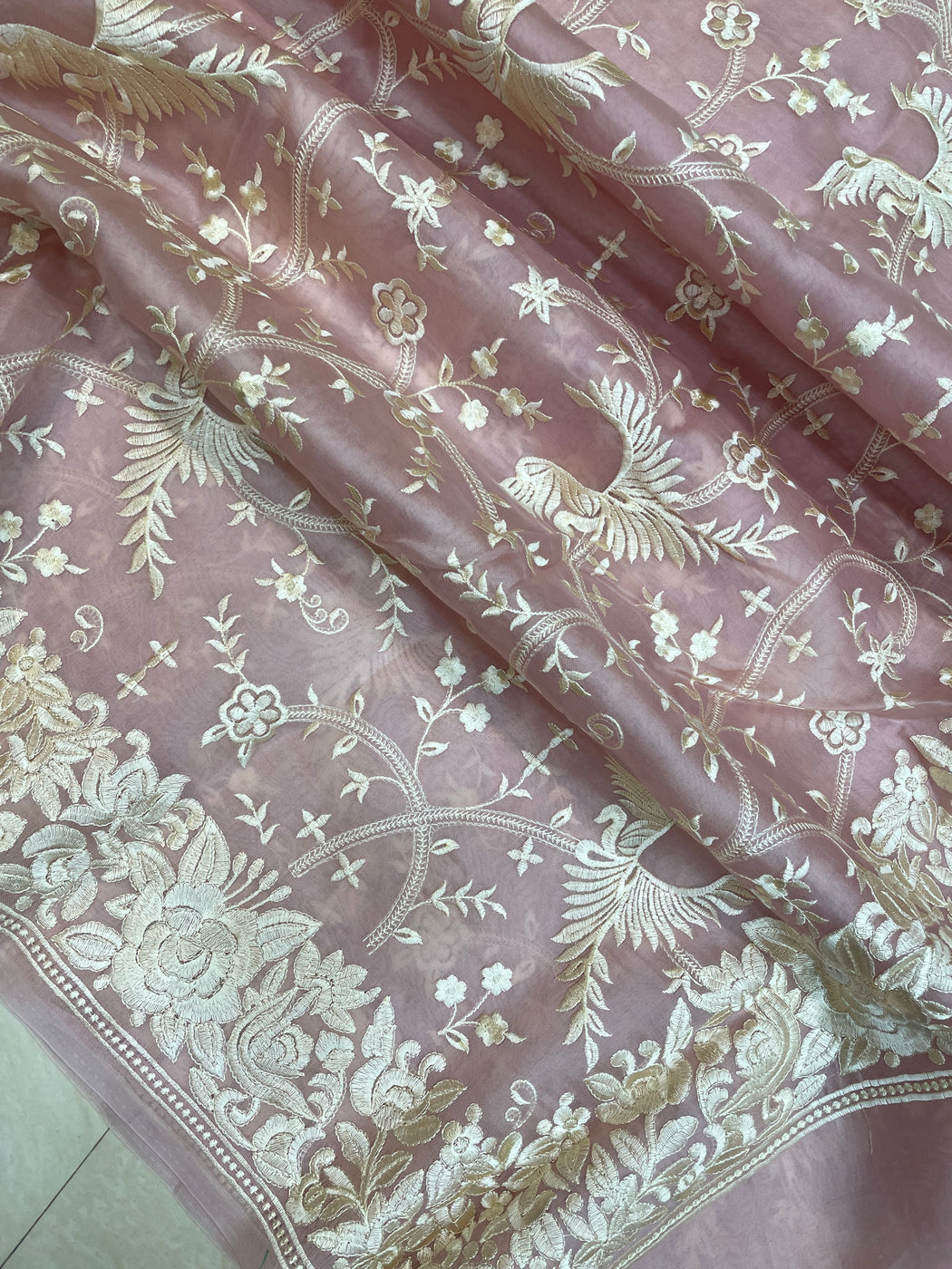 Pure organza Chikankari Handloom Banarasi Saree — The Handlooms