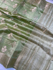 Pure Dupion Silk Banarasi Saree - Gold Zari - The Handlooms