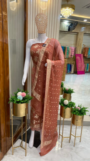 Khaddi Georgette Handlooms Banarasi Dress material - The Handlooms