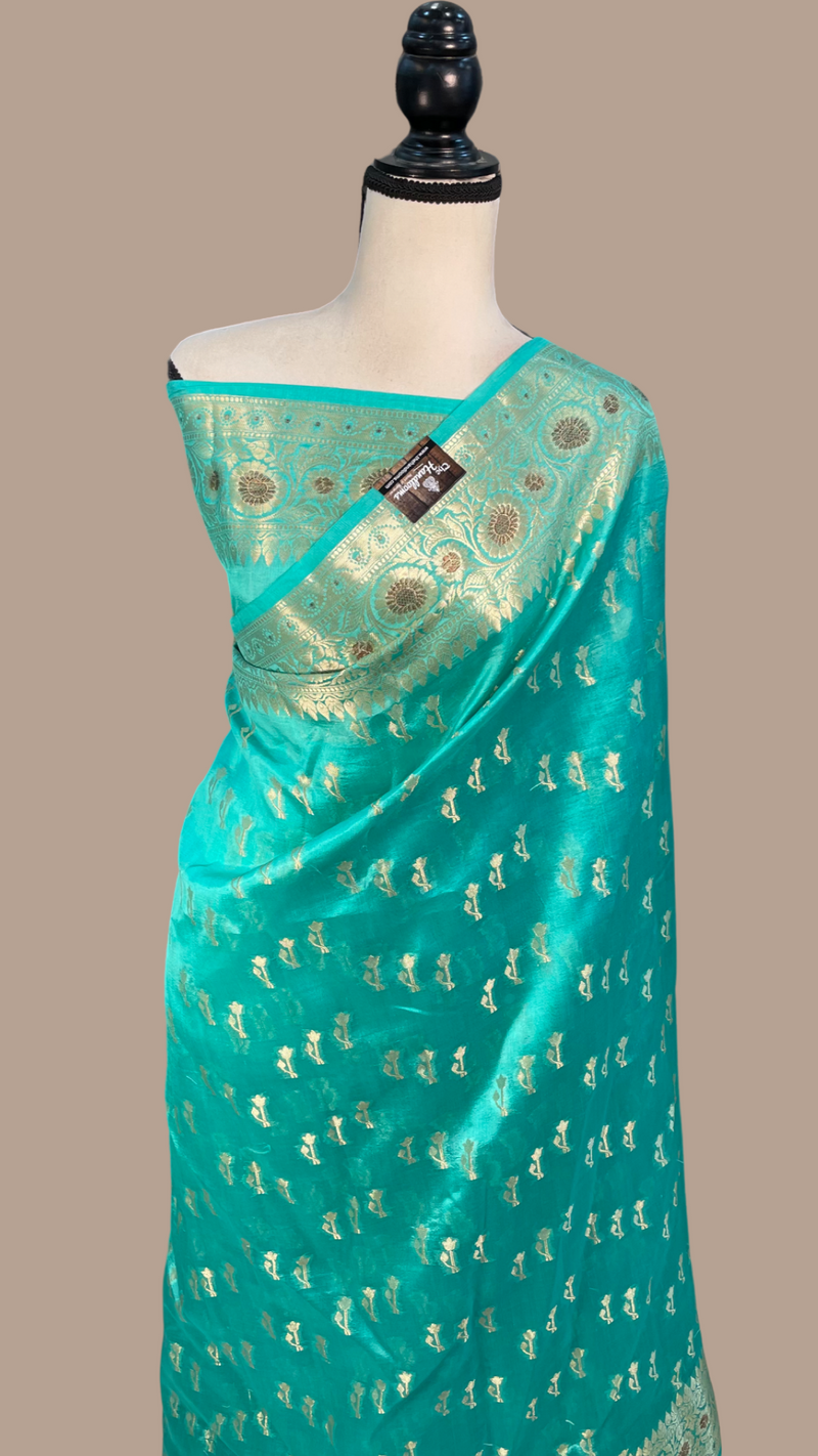 Pure Dupion Silk Banarasi Saree - Gold Zari - The Handlooms