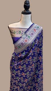 Pure Katan Silk Banarasi Handloom Saree - All over Jaal work - With Meenakari - The Handlooms