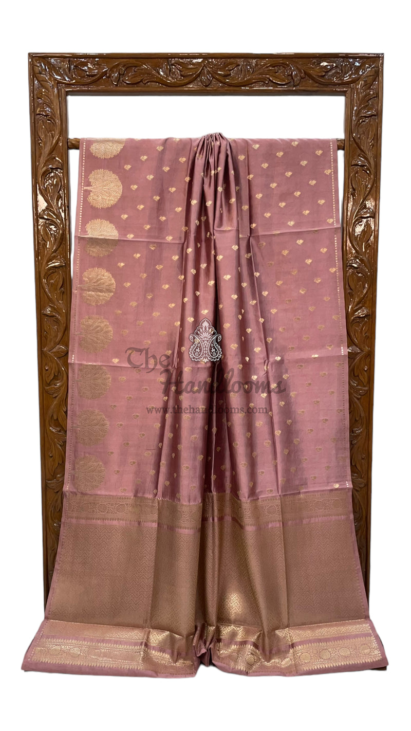 Onion Pink Pure Mango Silk Banarasi Handloom Saree - The Handlooms