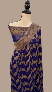 Khaddi Georgette Banarasi Saree -  Antique zari - The Handlooms
