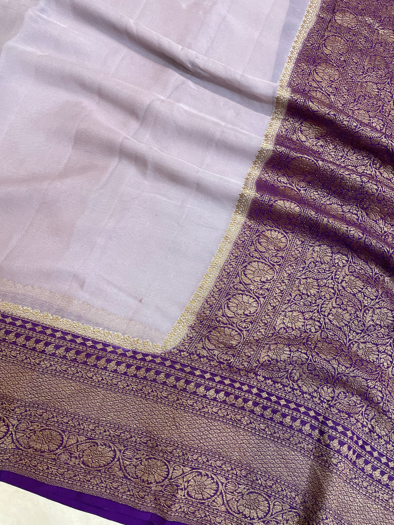 Khaddi Georgette Banarasi Saree -  Antique zari - The Handlooms