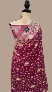 Pure Organza Chikankari Handloom Banarasi Saree - The Handlooms