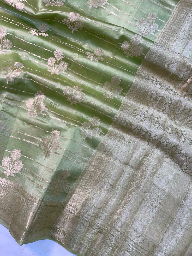 Pure Dupion Silk Banarasi Saree - Gold Zari - The Handlooms