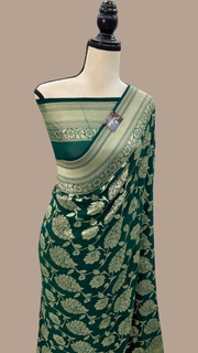 Pure Khaddi Georgette Handloom Banarasi Saree - Water zari - The Handlooms