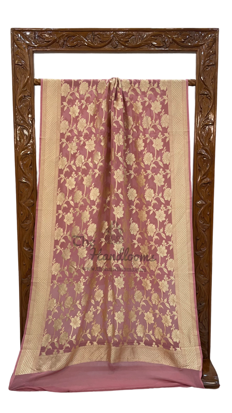 Pure Khaddi Georgette Dupatta - water zari - The Handlooms