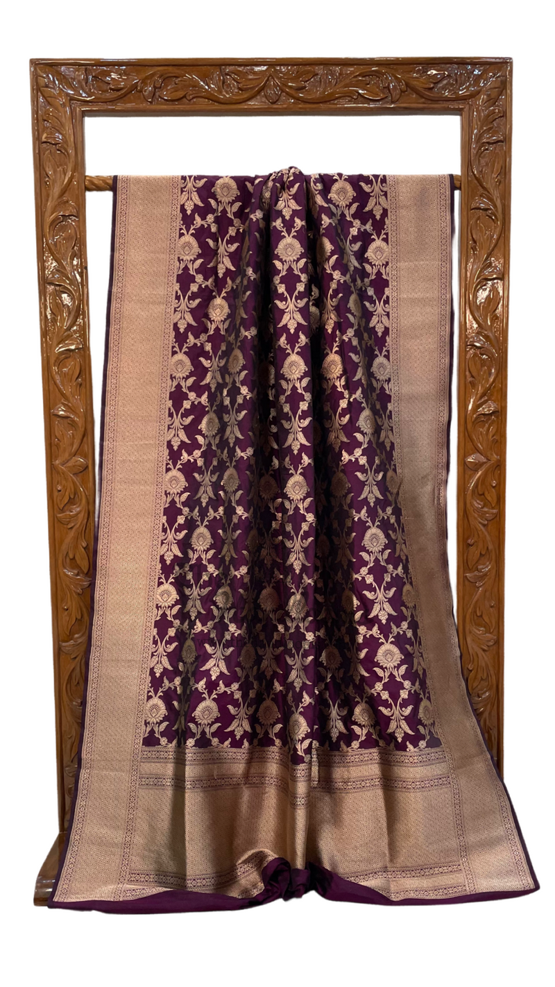 Pure Katan Silk Banarasi Handloom Saree - All over Jaal work - The Handlooms