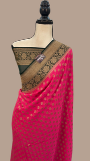 Khaddi Georgette Handloom Banarasi Saree -  Antique zari - The Handlooms