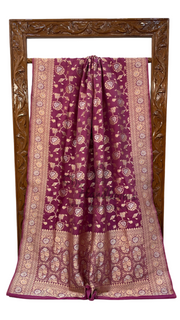 Pure Katan Silk Banarasi Handloom Saree - All over Sona Roopa Jaal work - The Handlooms
