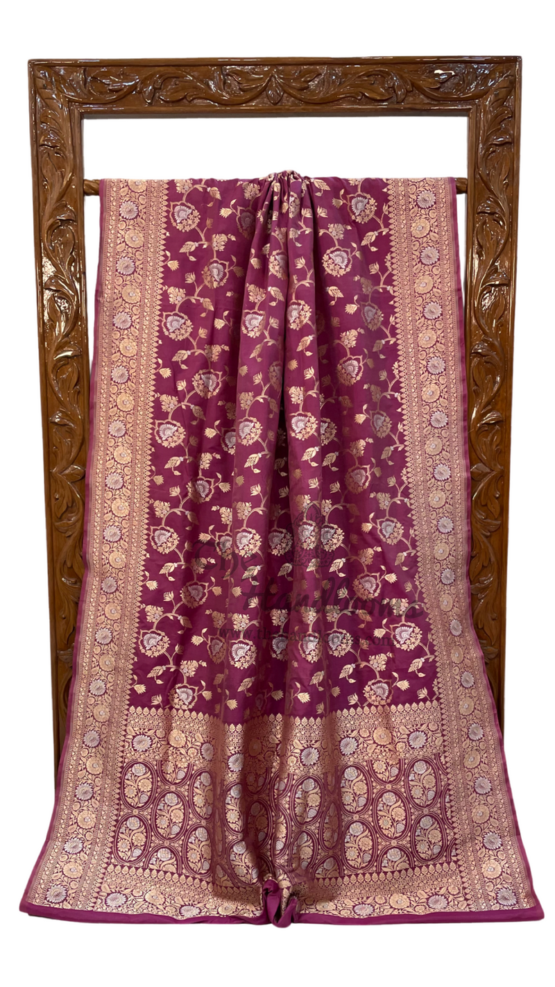 Pure Katan Silk Banarasi Handloom Saree - All over Sona Roopa Jaal work - The Handlooms