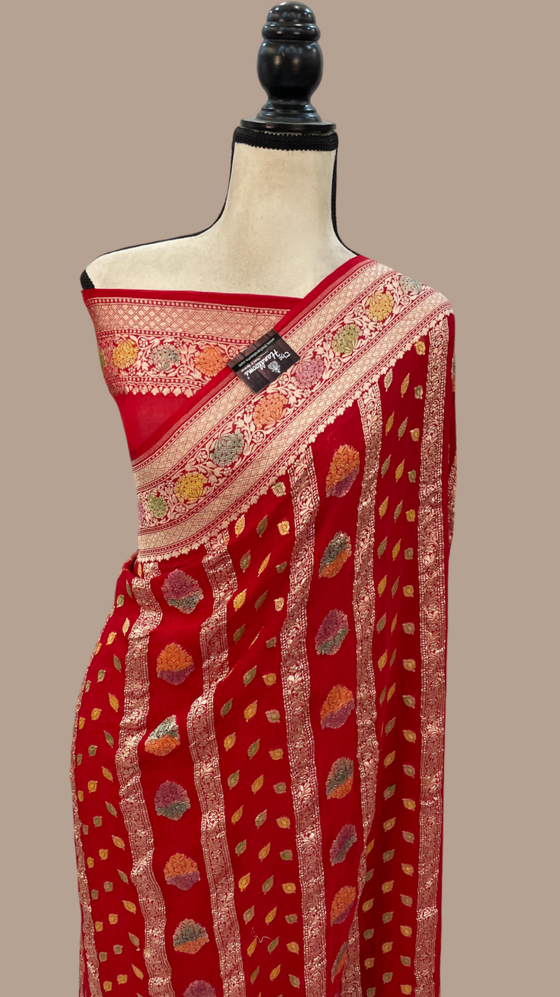 Khaddi Georgette Handloom Banarasi Saree - The Handlooms