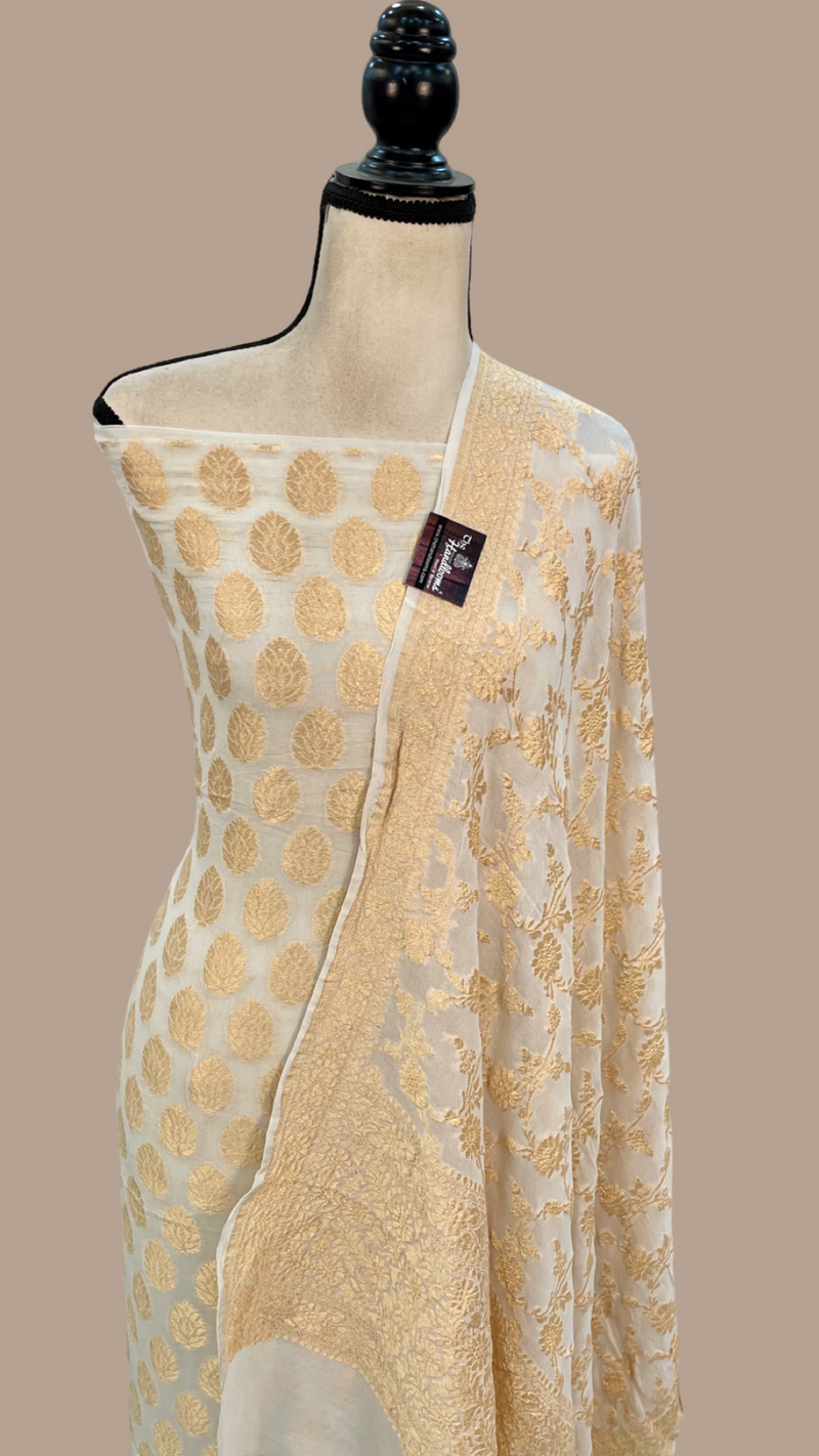 Pure Khaddi Georgette Banarasi Dress material - The Handlooms