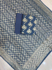 Pure Khaddi Georgette Banarasi Dress material - The Handlooms