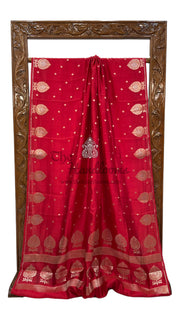 Red Pure Mango Silk Banarasi Handloom Saree - The Handlooms