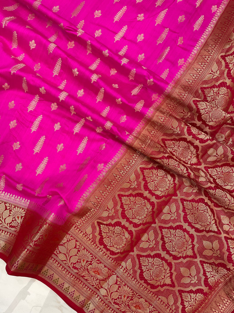 Pure Dupion Silk Banarasi Saree - Gold Zari - The Handlooms