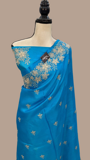 Tussar Silk Handloom Banarasi Saree With Chikankari - The Handlooms