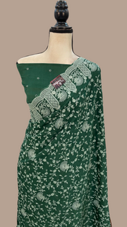 Pure Georgette Chikankari Handloom Banarasi Saree - The Handlooms